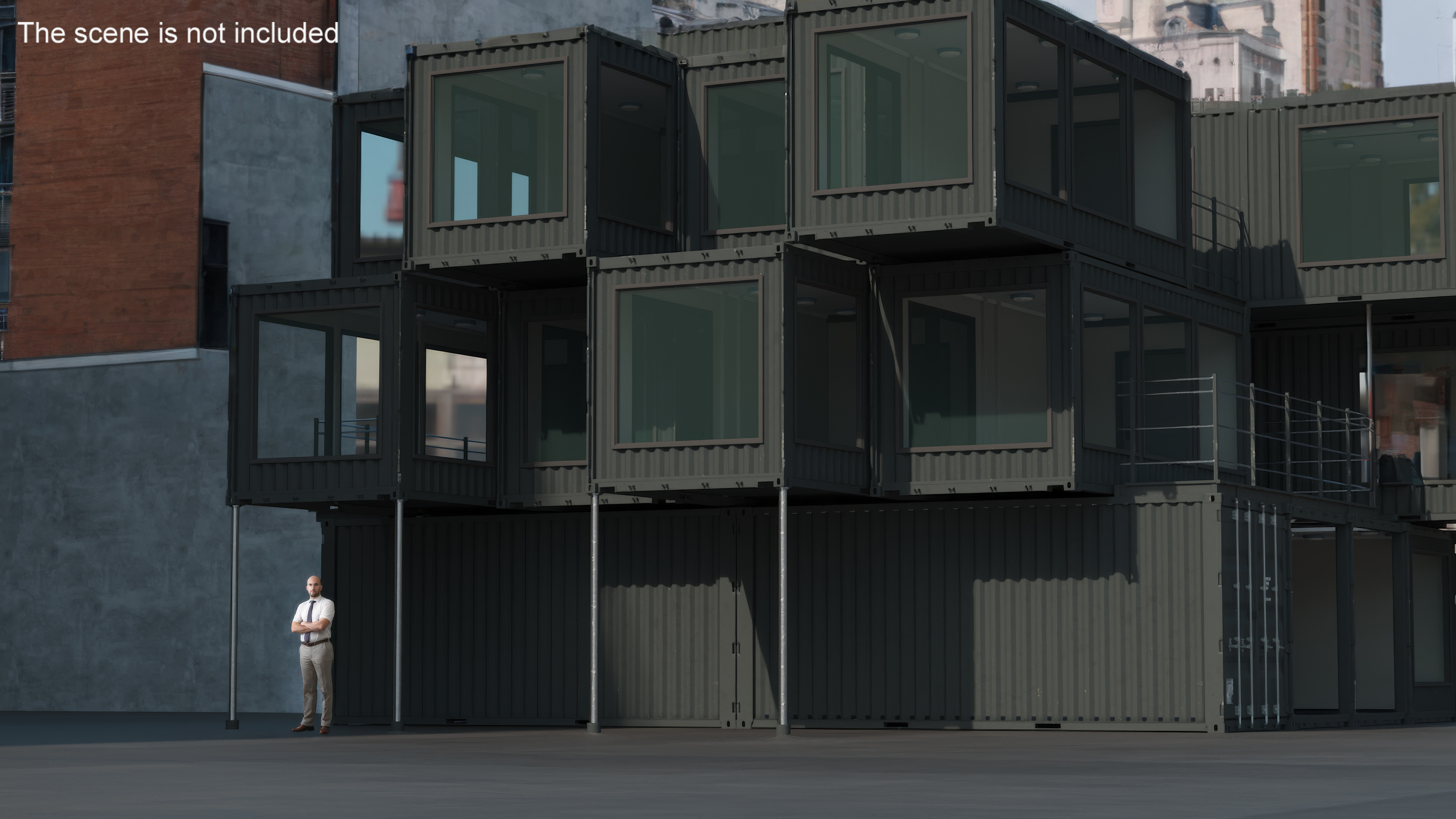 3D Container Office Building Black