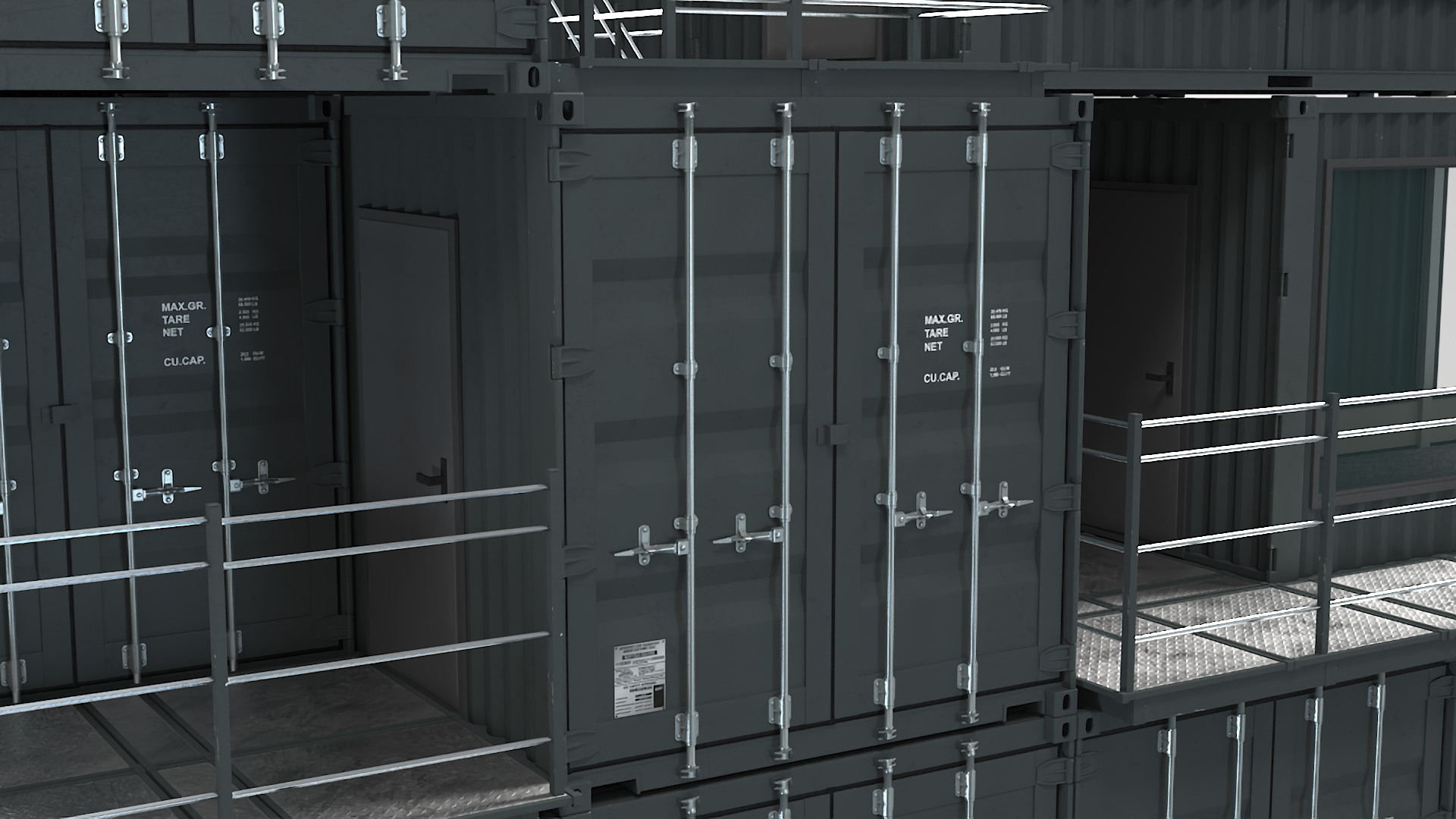 3D Container Office Building Black