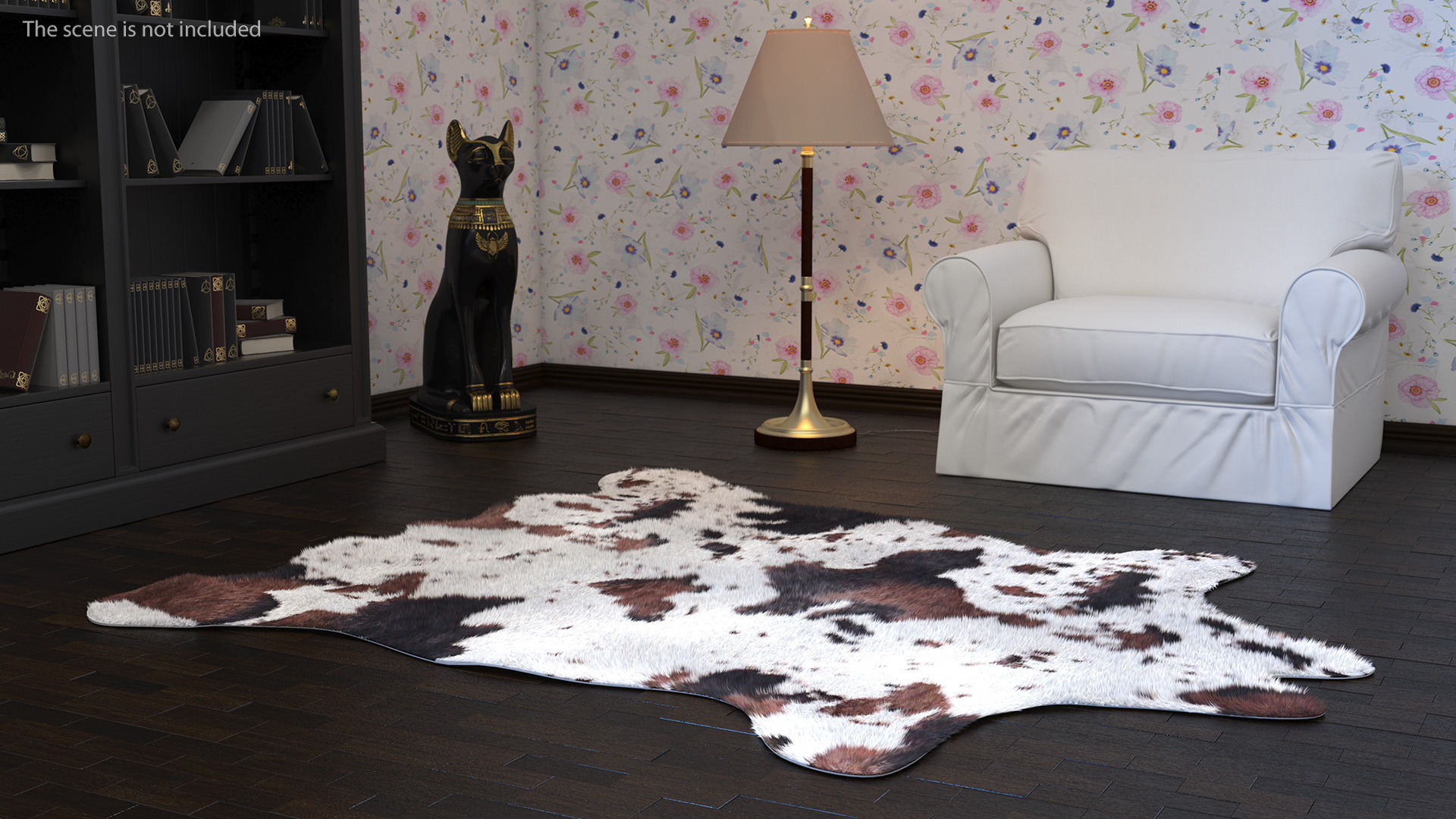 Brown and White Spotted Cowhide Rug Fur 3D model