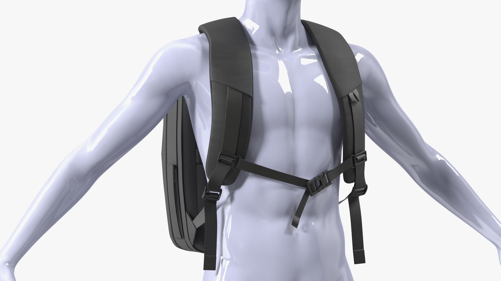 3D model Hard Shell Laptop Backpack Black on Mannequin