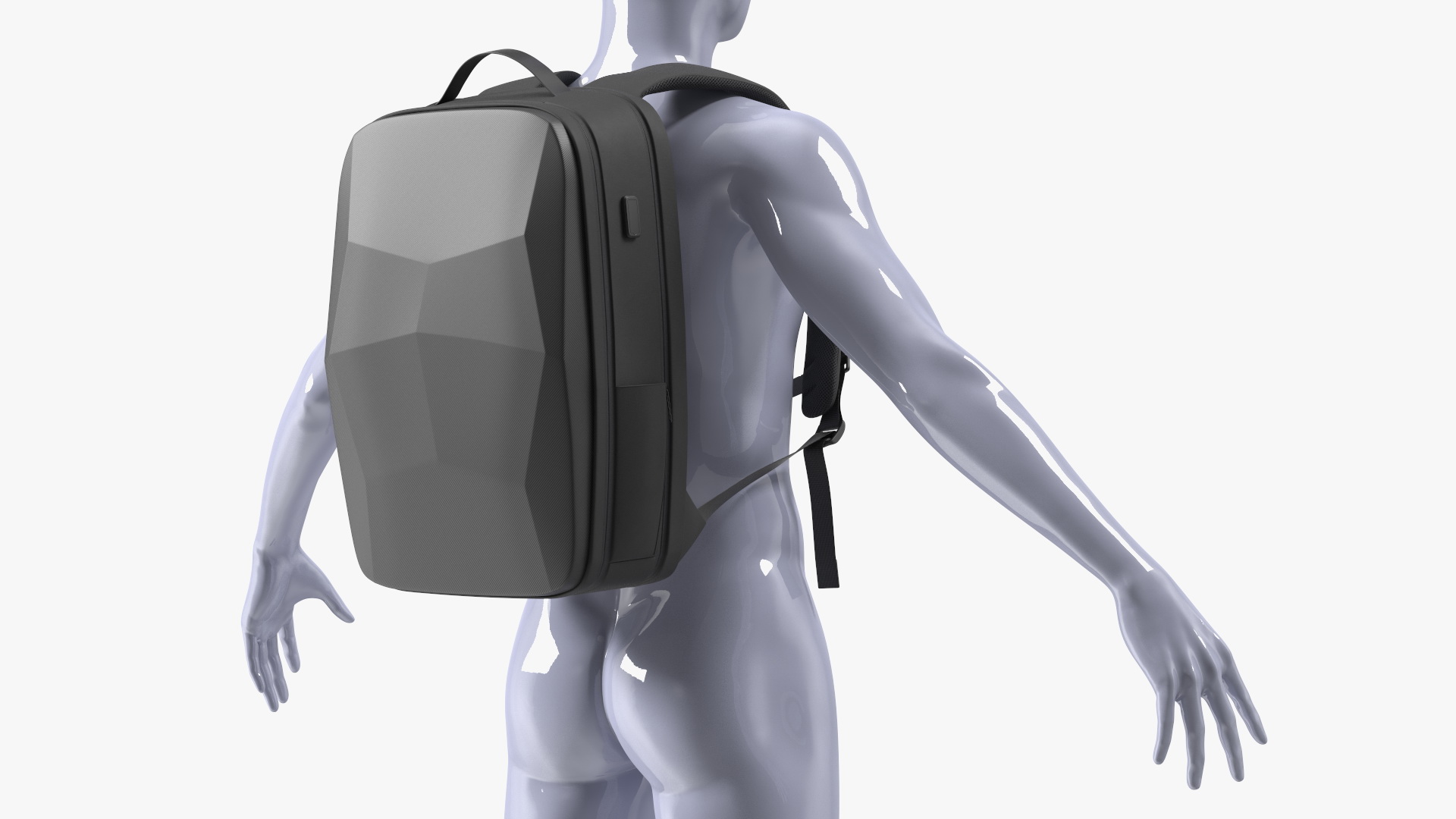 3D model Hard Shell Laptop Backpack Black on Mannequin