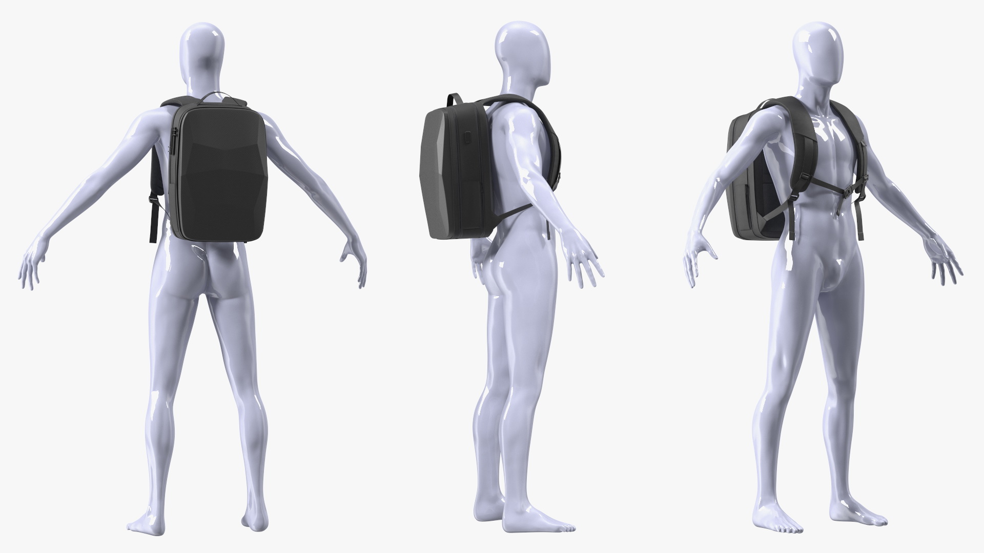 3D model Hard Shell Laptop Backpack Black on Mannequin