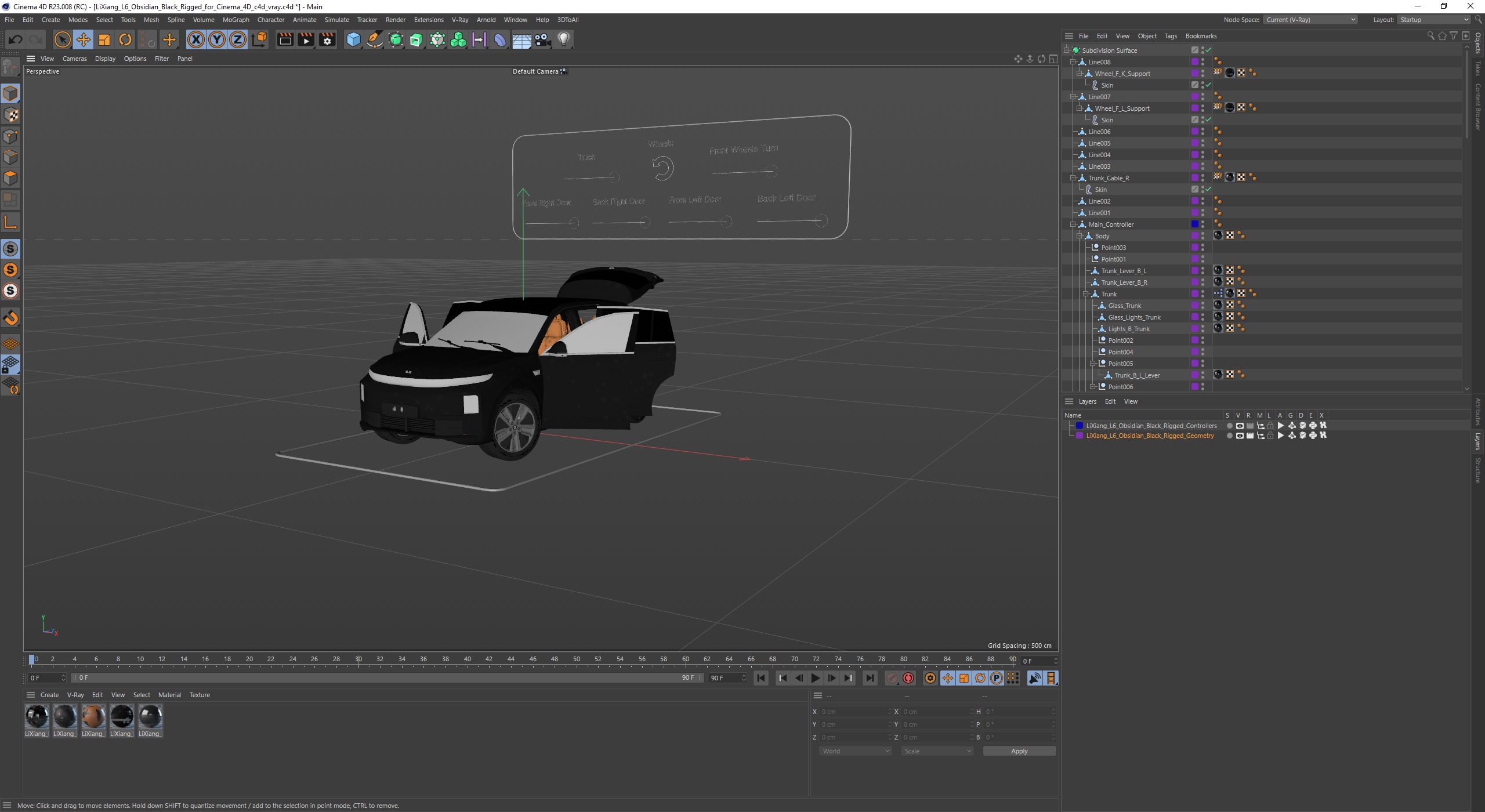 3D LiXiang L6 Obsidian Black Rigged for Cinema 4D