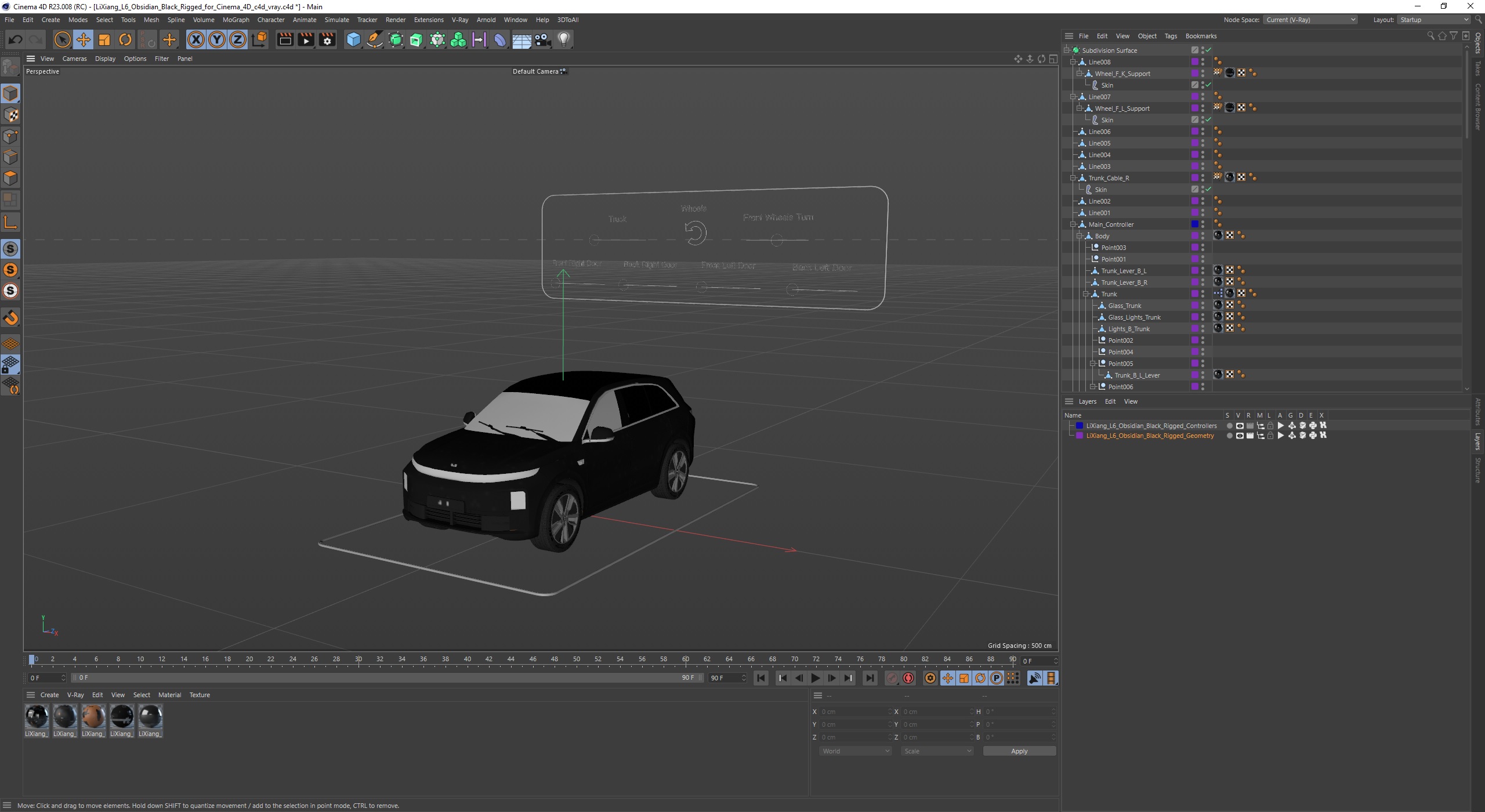 3D LiXiang L6 Obsidian Black Rigged for Cinema 4D