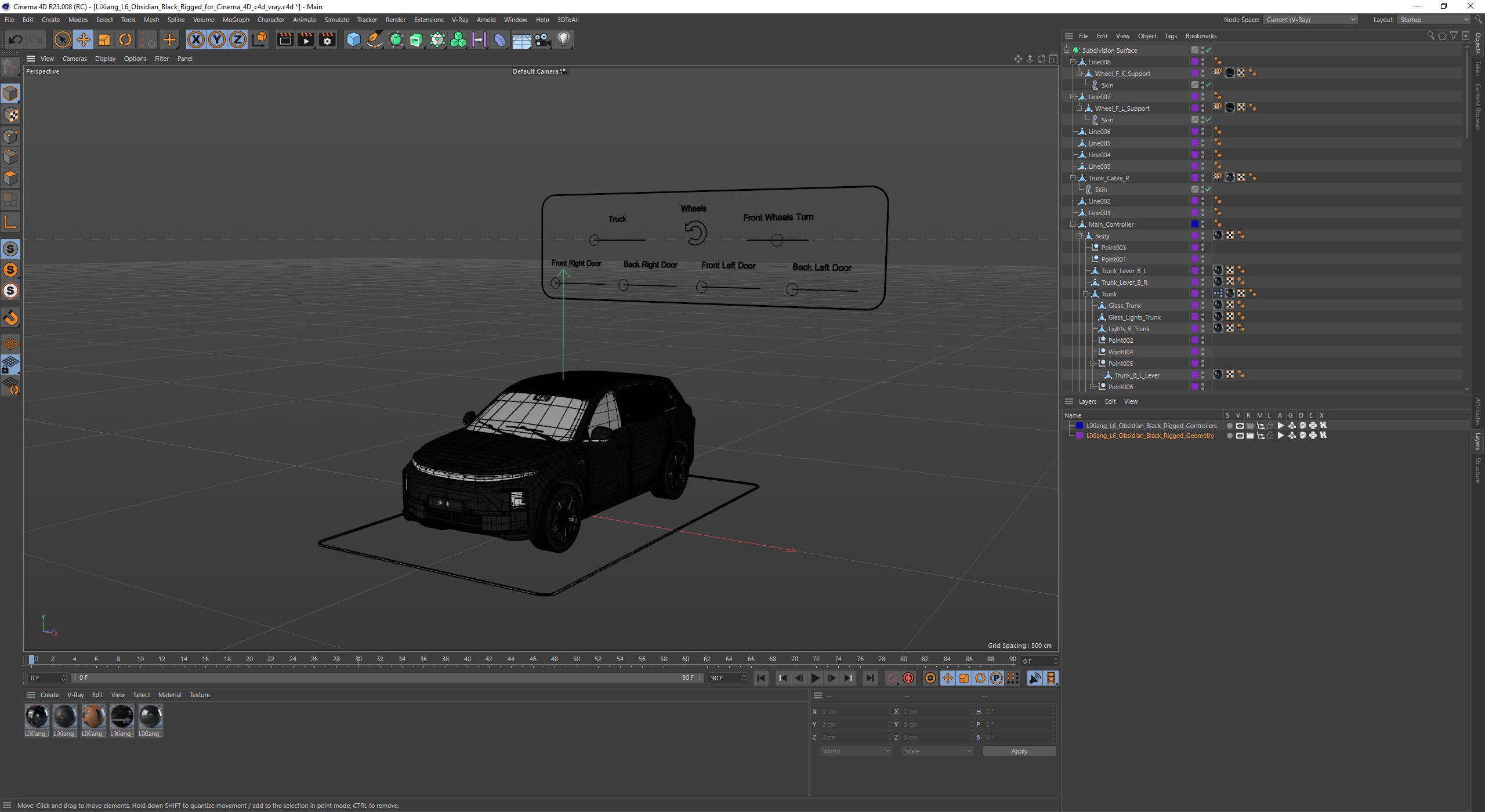 3D LiXiang L6 Obsidian Black Rigged for Cinema 4D