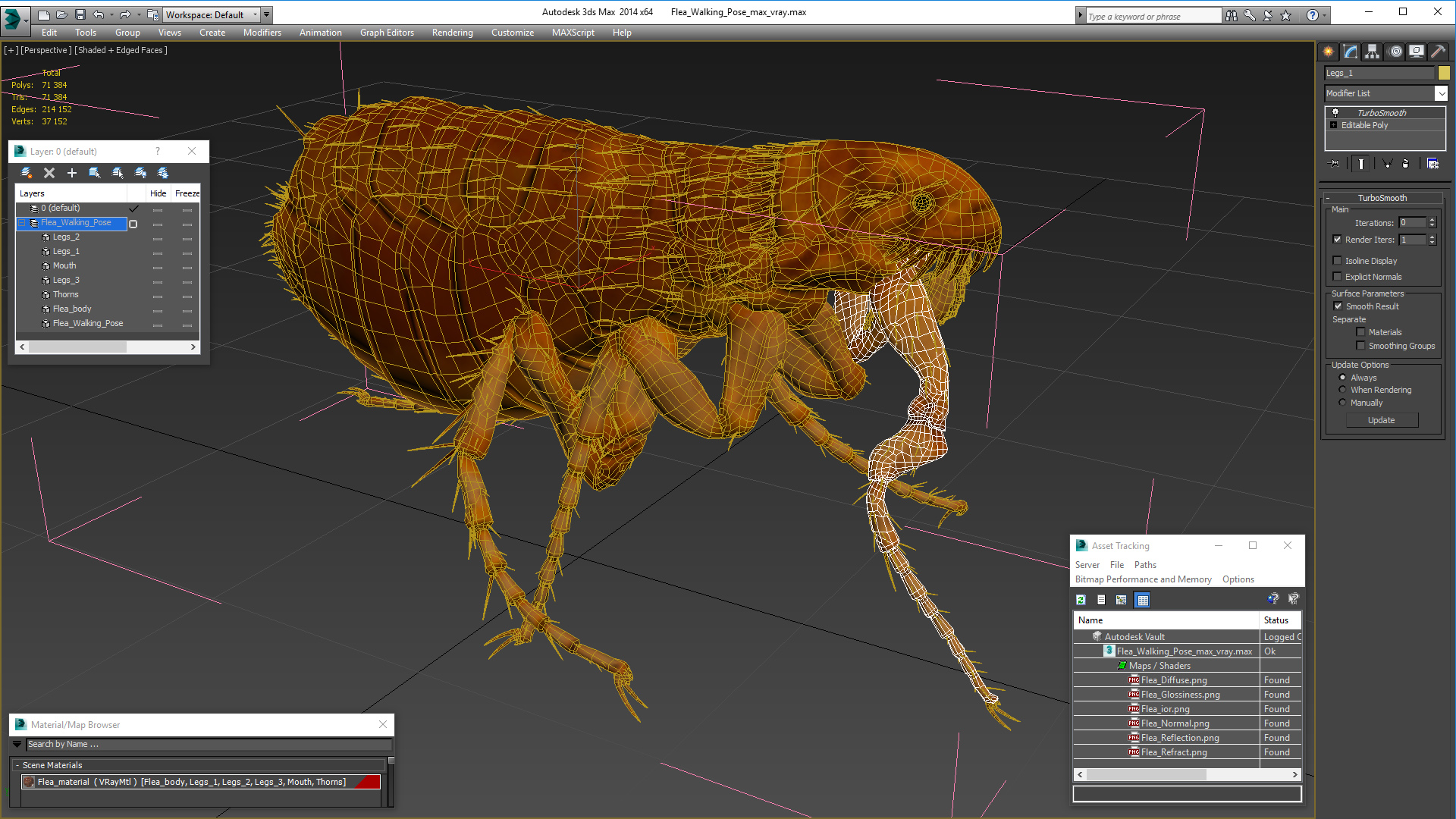 Flea Walking Pose 3D