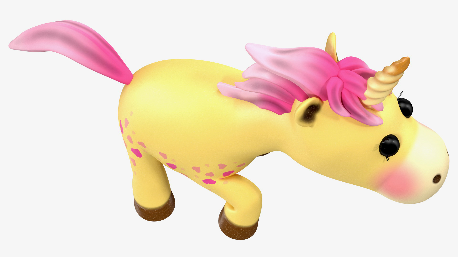 3D model Yellow Cartoon Unicorn Walking Pose