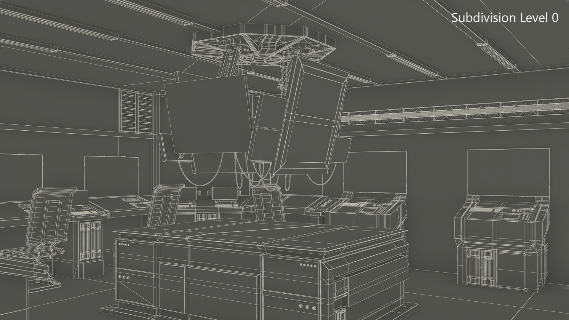 Sci Fi Interior Command Room Red 3D