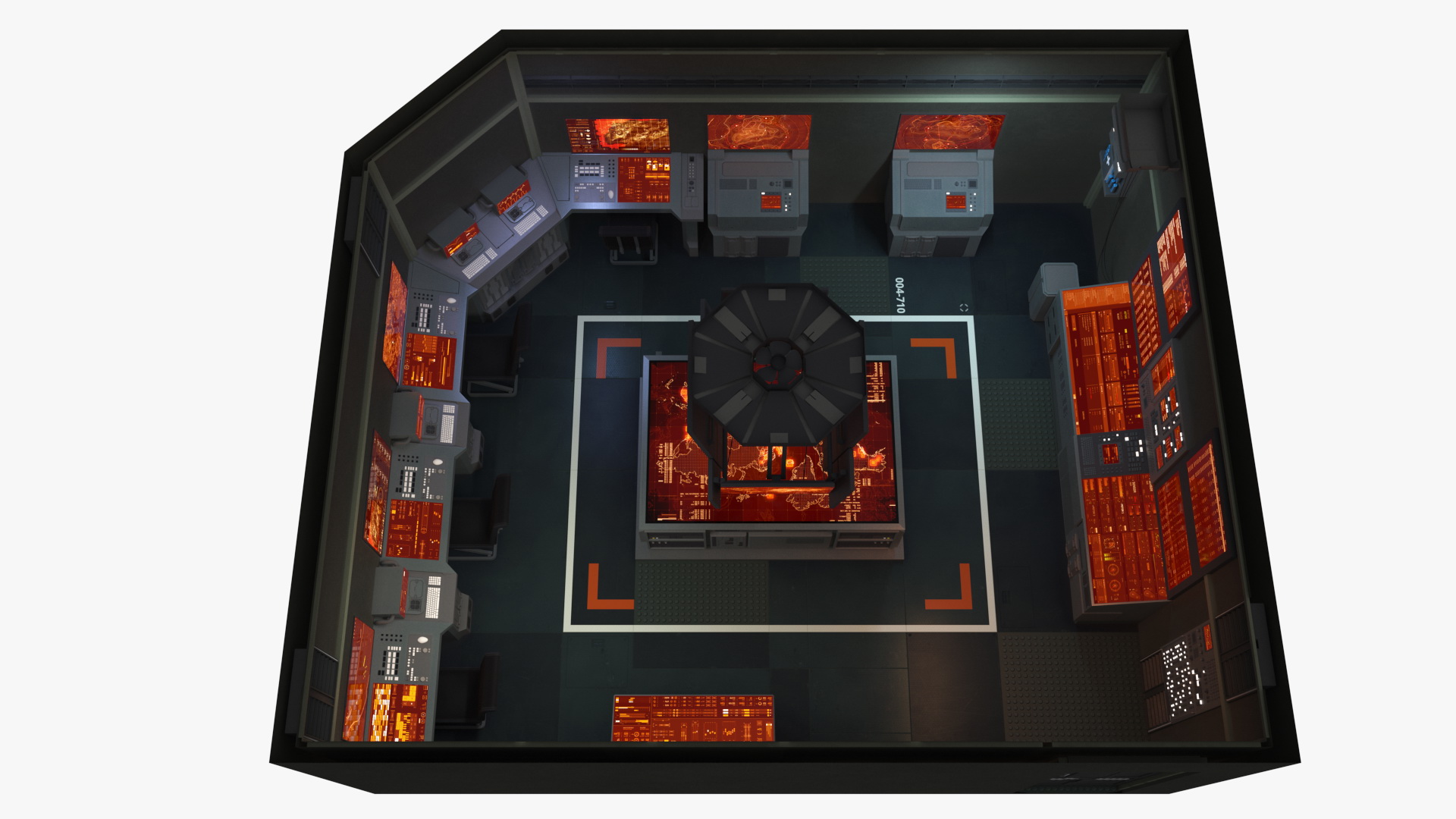 Sci Fi Interior Command Room Red 3D