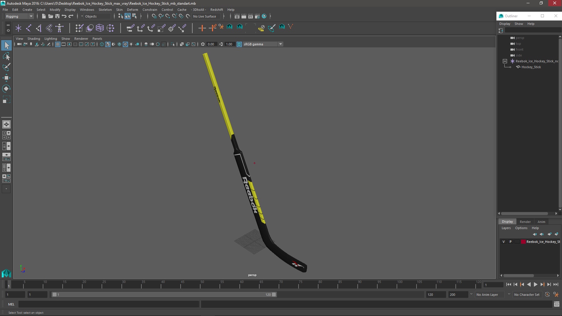 3D Reebok Ice Hockey Stick model