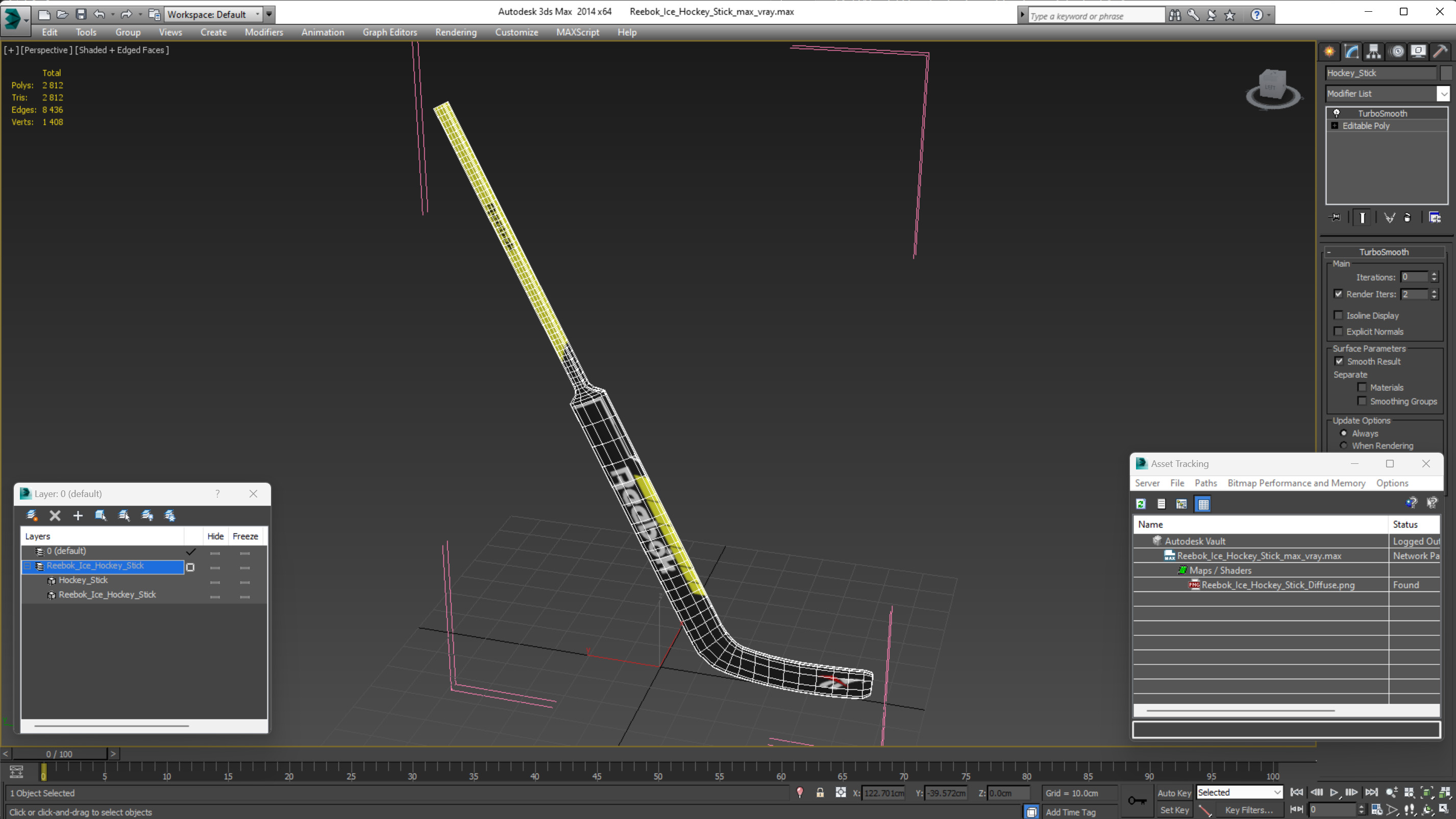 3D Reebok Ice Hockey Stick model