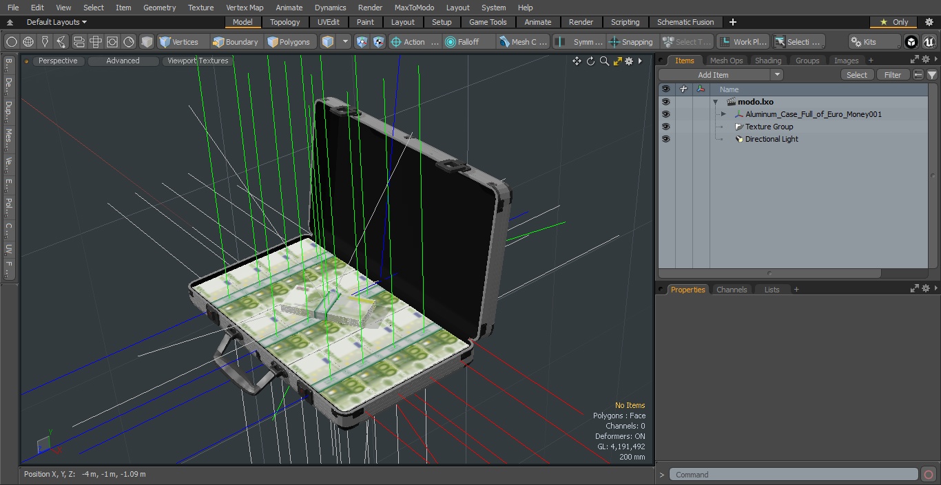 Aluminum Case Full of Euro Money 3D