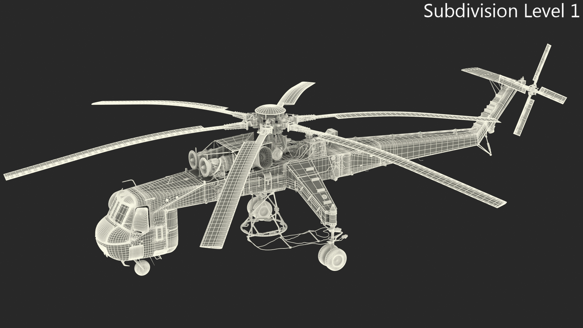 Cargo Helicopter Sikorsky S-64 Skycrane Green Rigged 3D