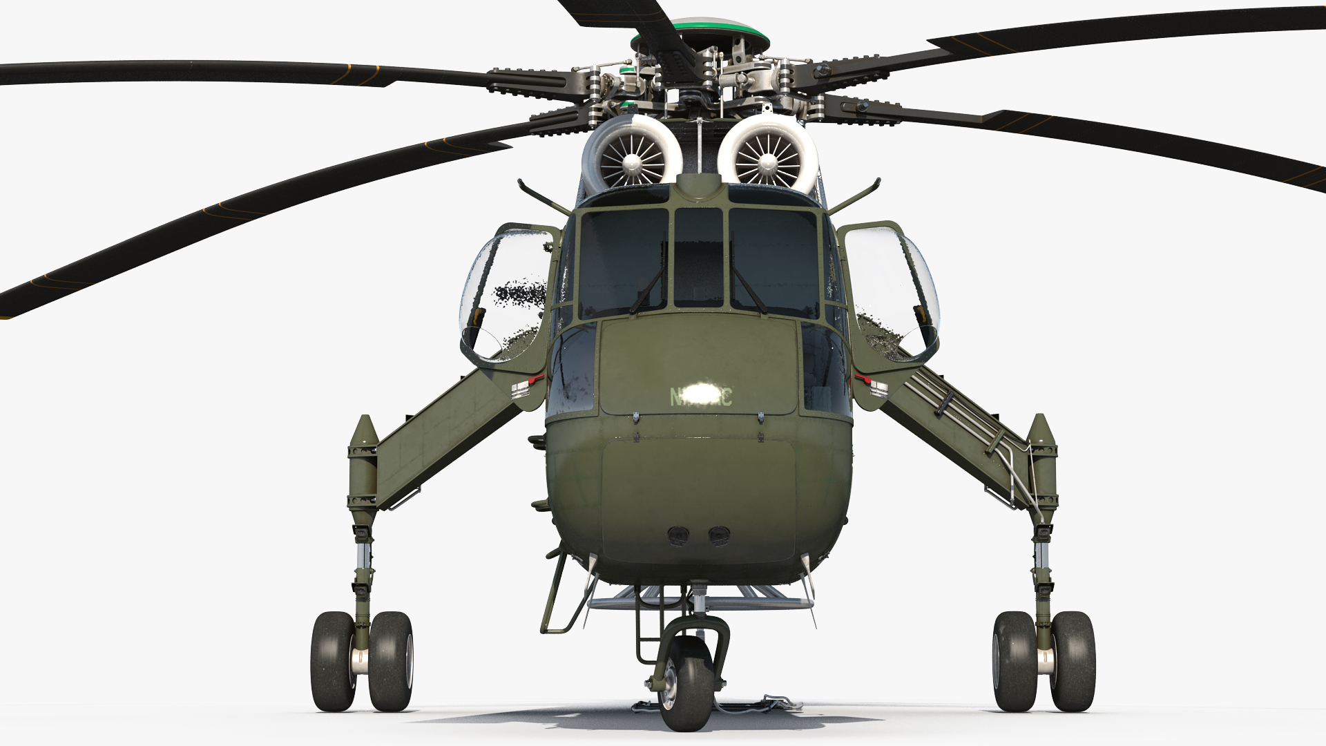 Cargo Helicopter Sikorsky S-64 Skycrane Green Rigged 3D