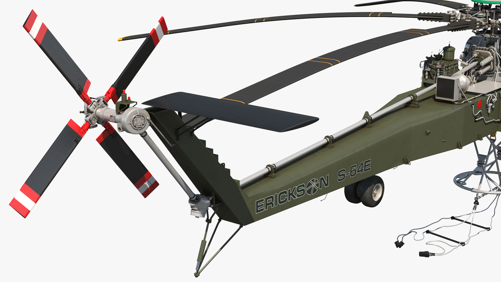 Cargo Helicopter Sikorsky S-64 Skycrane Green Rigged 3D