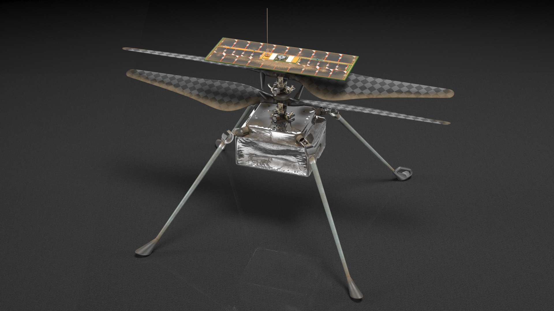 3D NASA Ingenuity Mars Helicopter Dusty