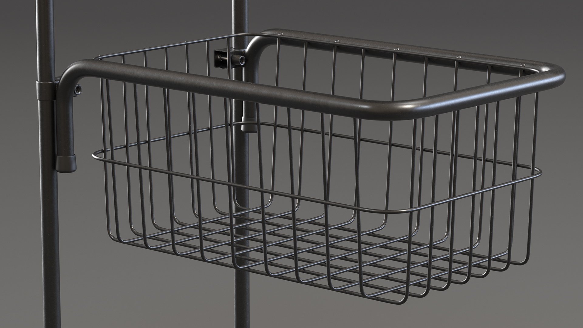 3D model Mini Trolley with Shelf and Basket Black