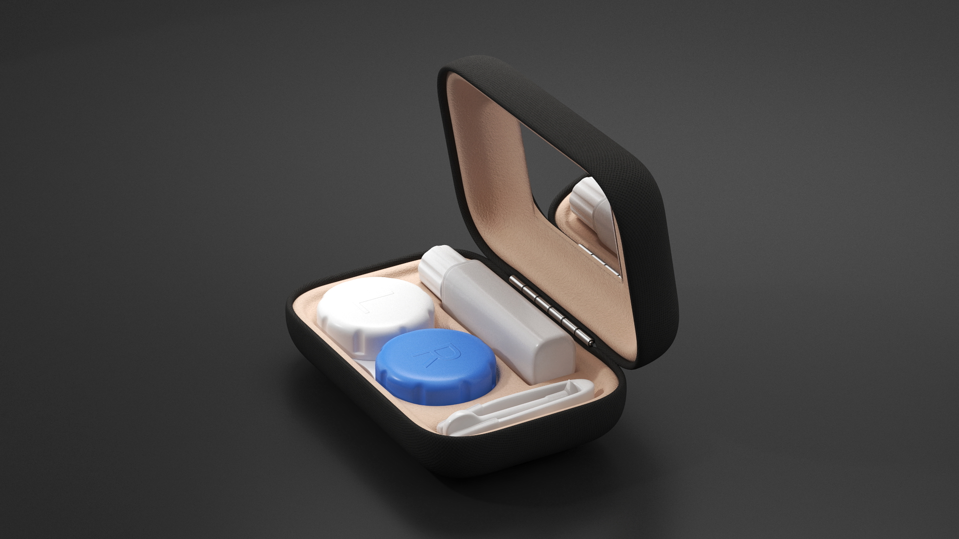 3D model Travel Contact Lens Case Black