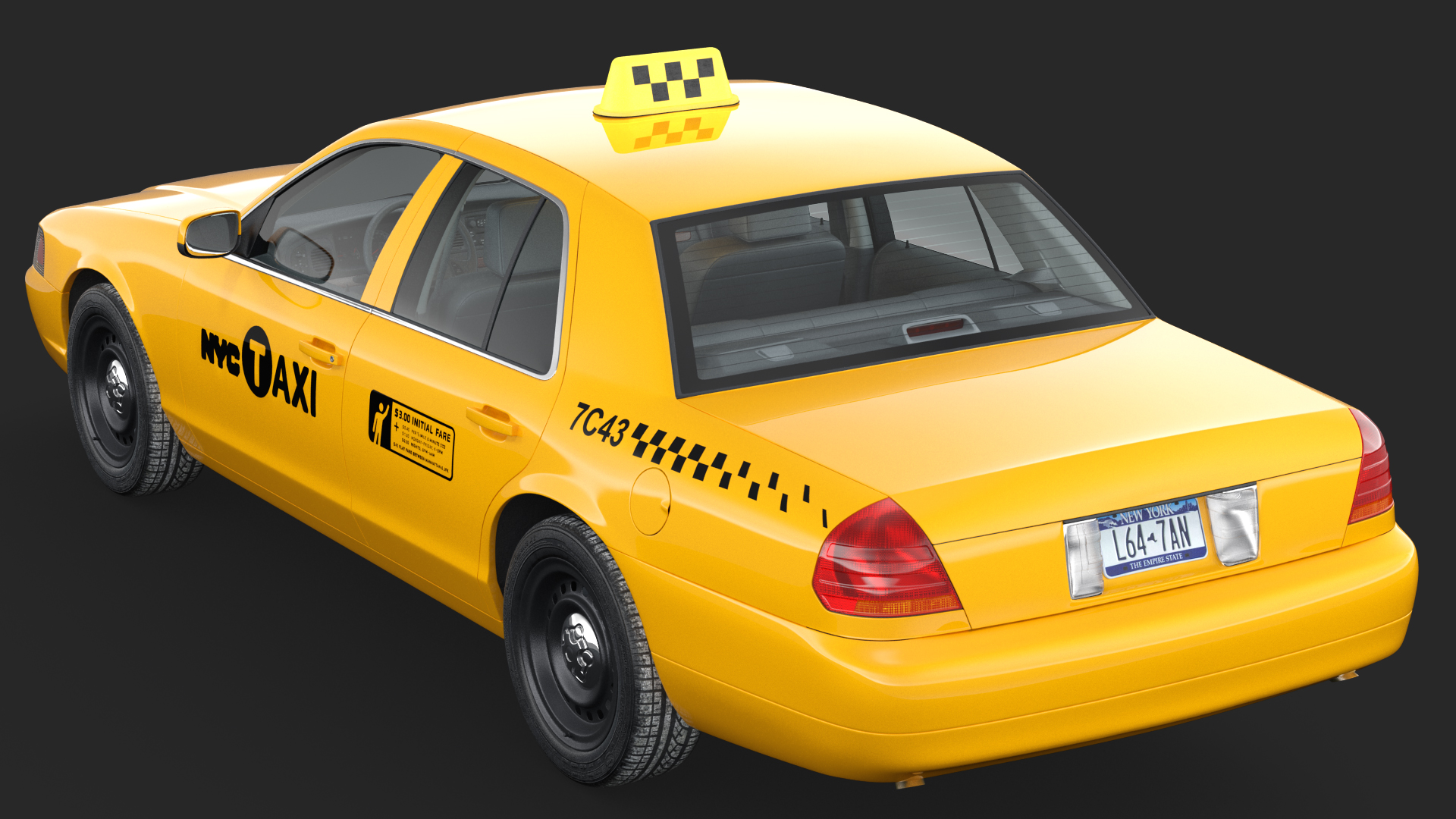 3D Generic Yellow Taxi Rigged