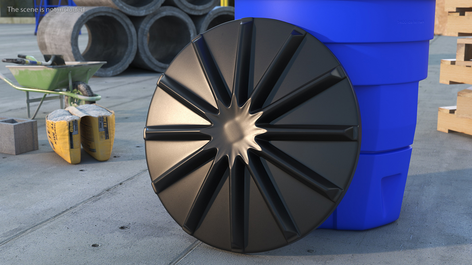 Blue Plastic Barrel with Sand 3D model