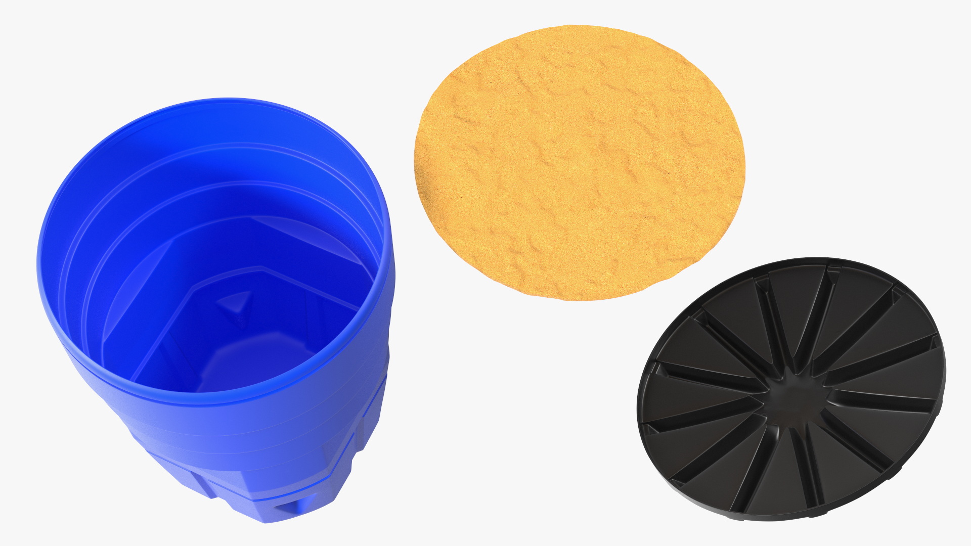 Blue Plastic Barrel with Sand 3D model