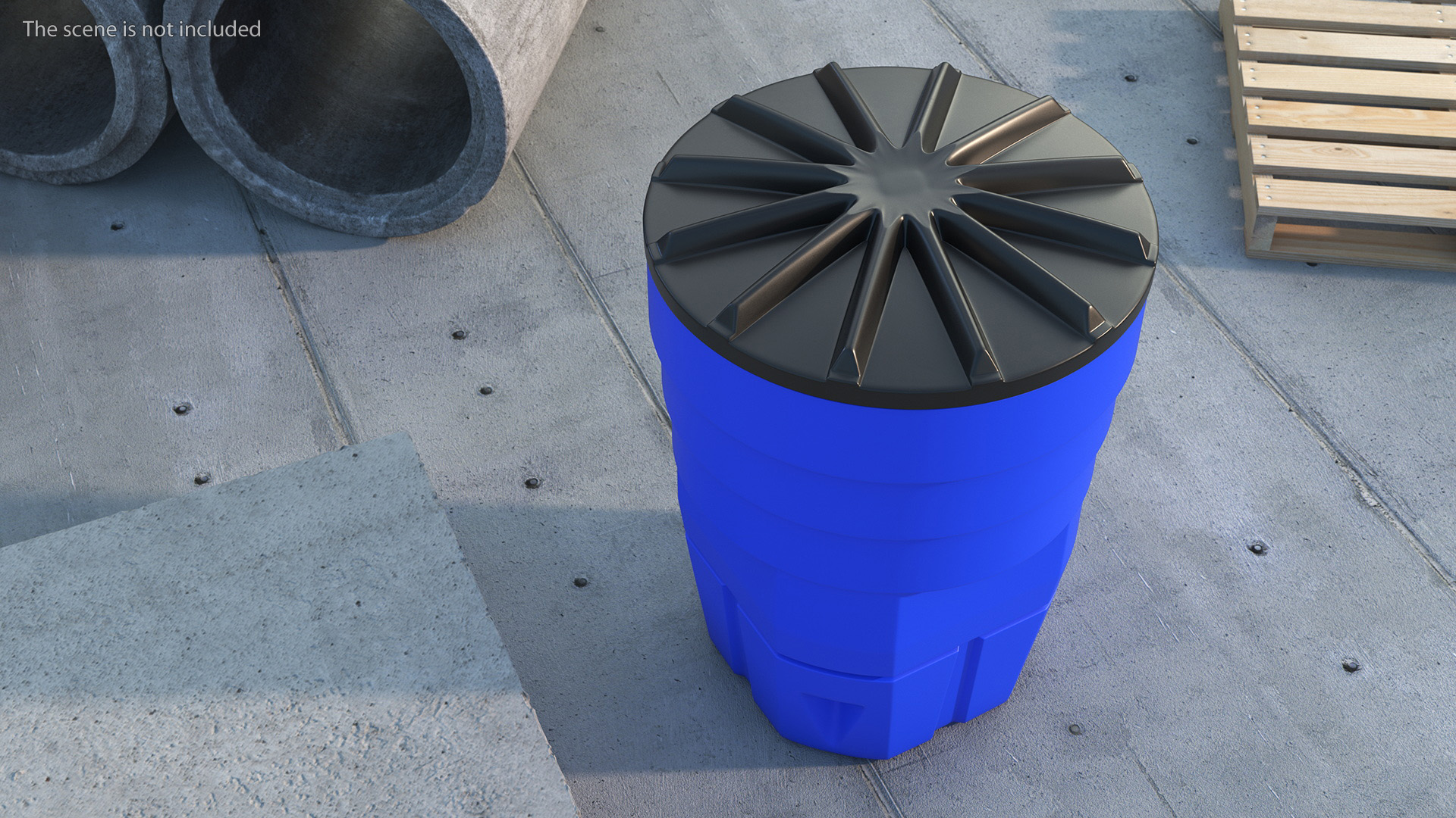 Blue Plastic Barrel with Sand 3D model