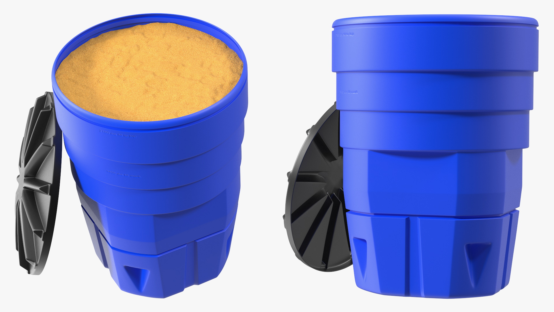 Blue Plastic Barrel with Sand 3D model