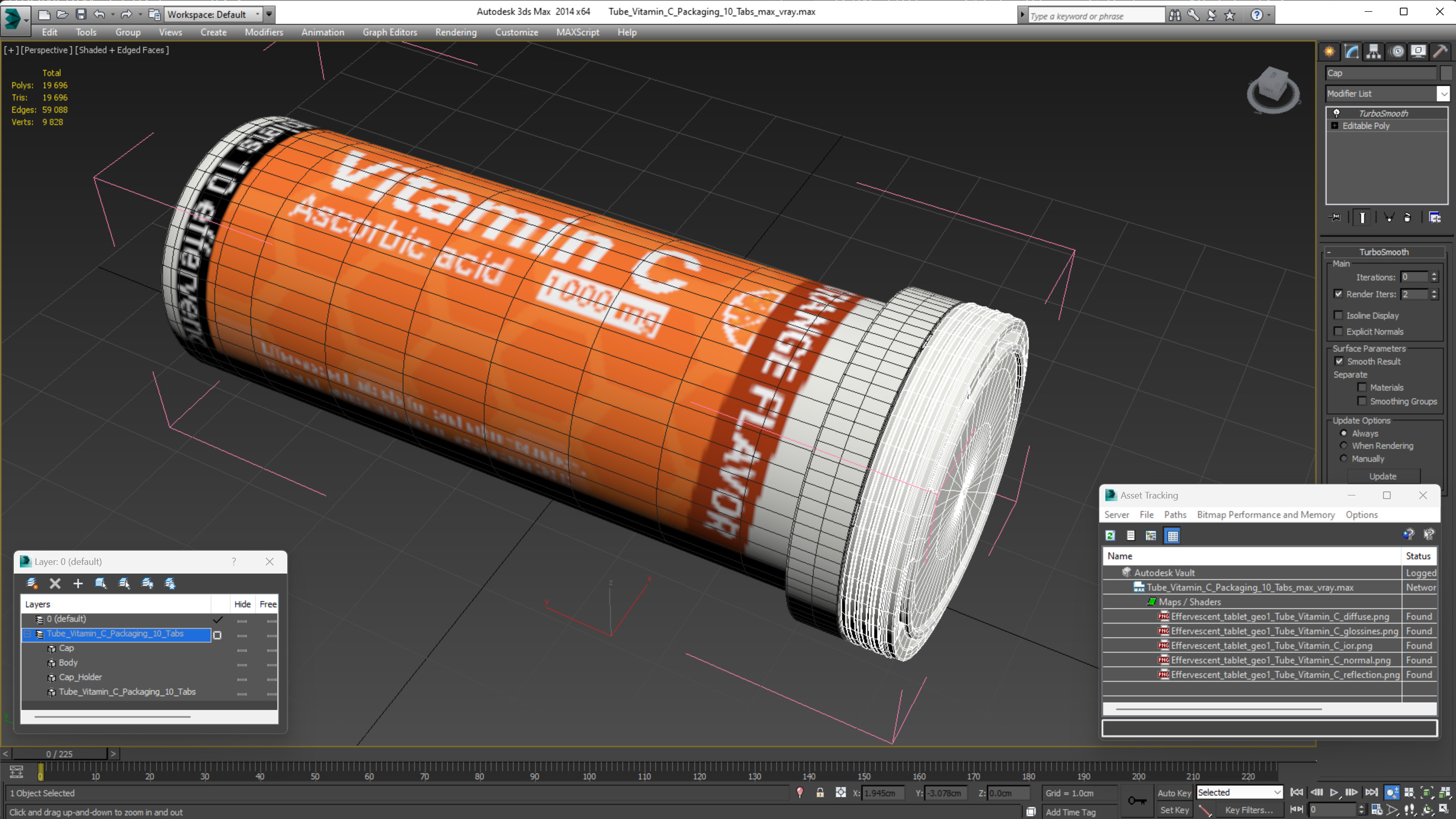 Tube Vitamin C Packaging 10 Tabs 3D