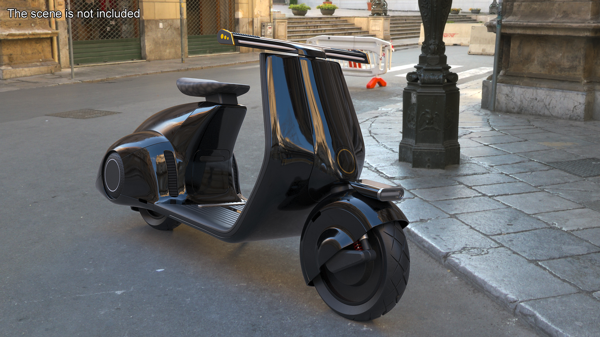 3D Designer Electric Scooter Black Parked model