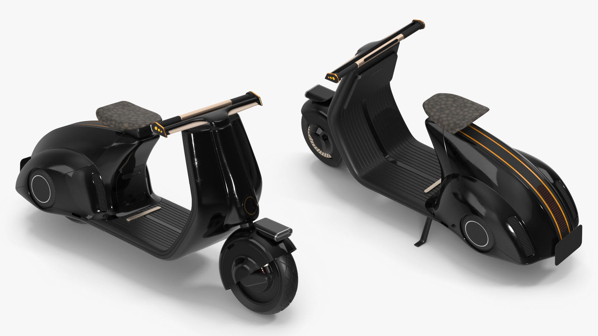 3D Designer Electric Scooter Black Parked model