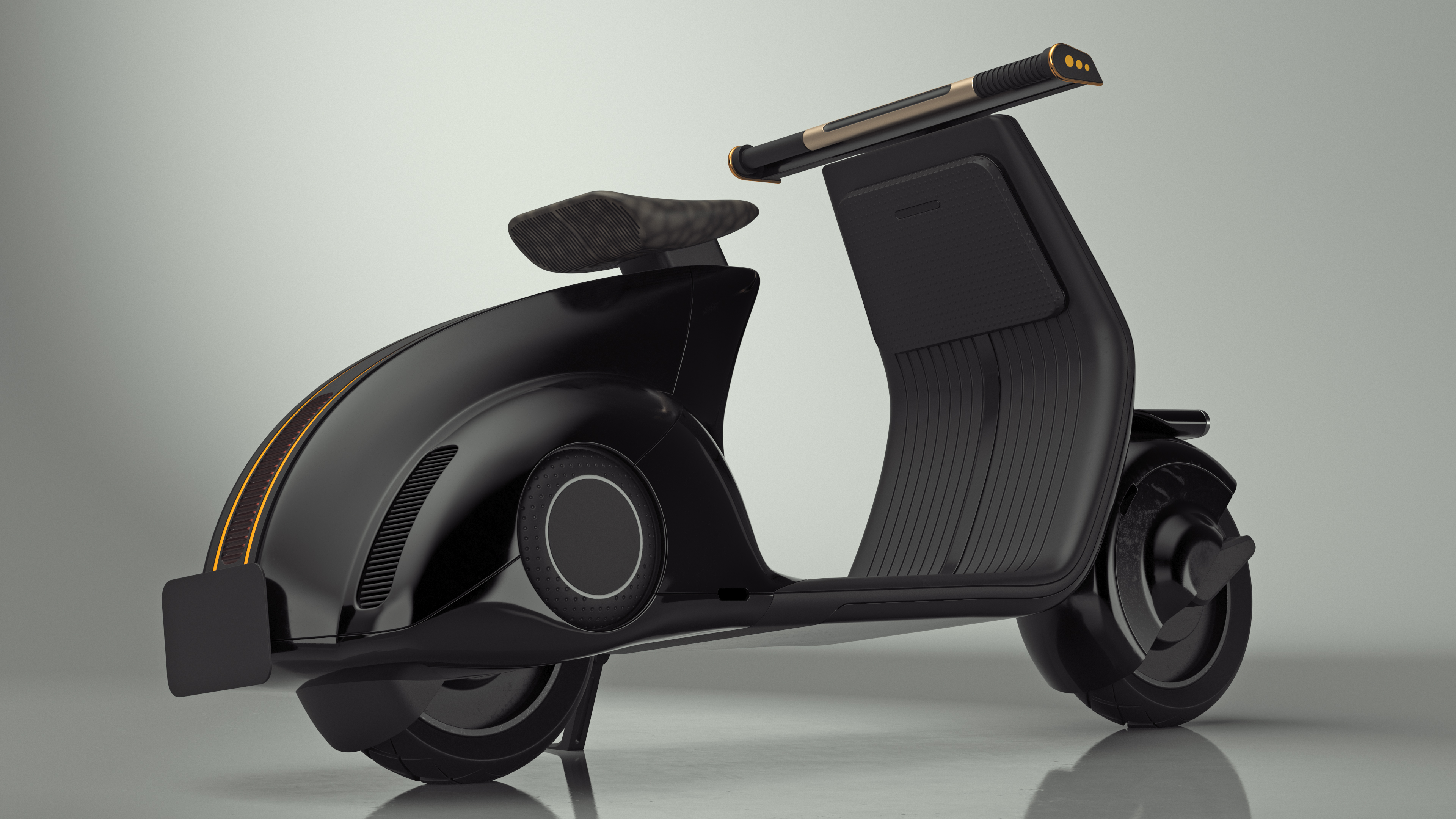 3D Designer Electric Scooter Black Parked model