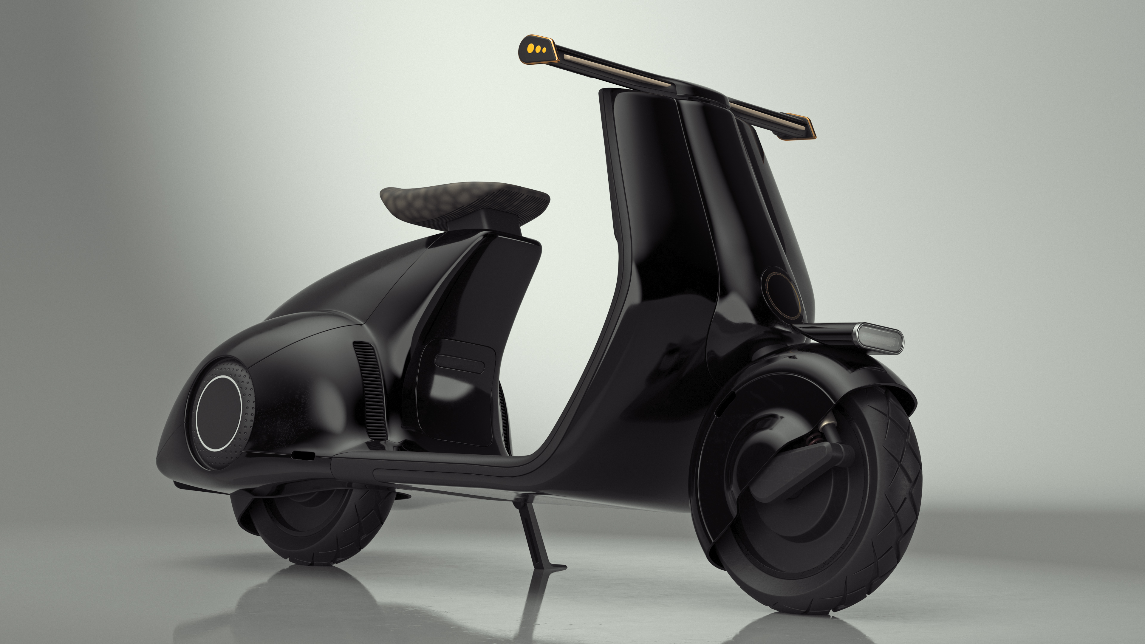 3D Designer Electric Scooter Black Parked model