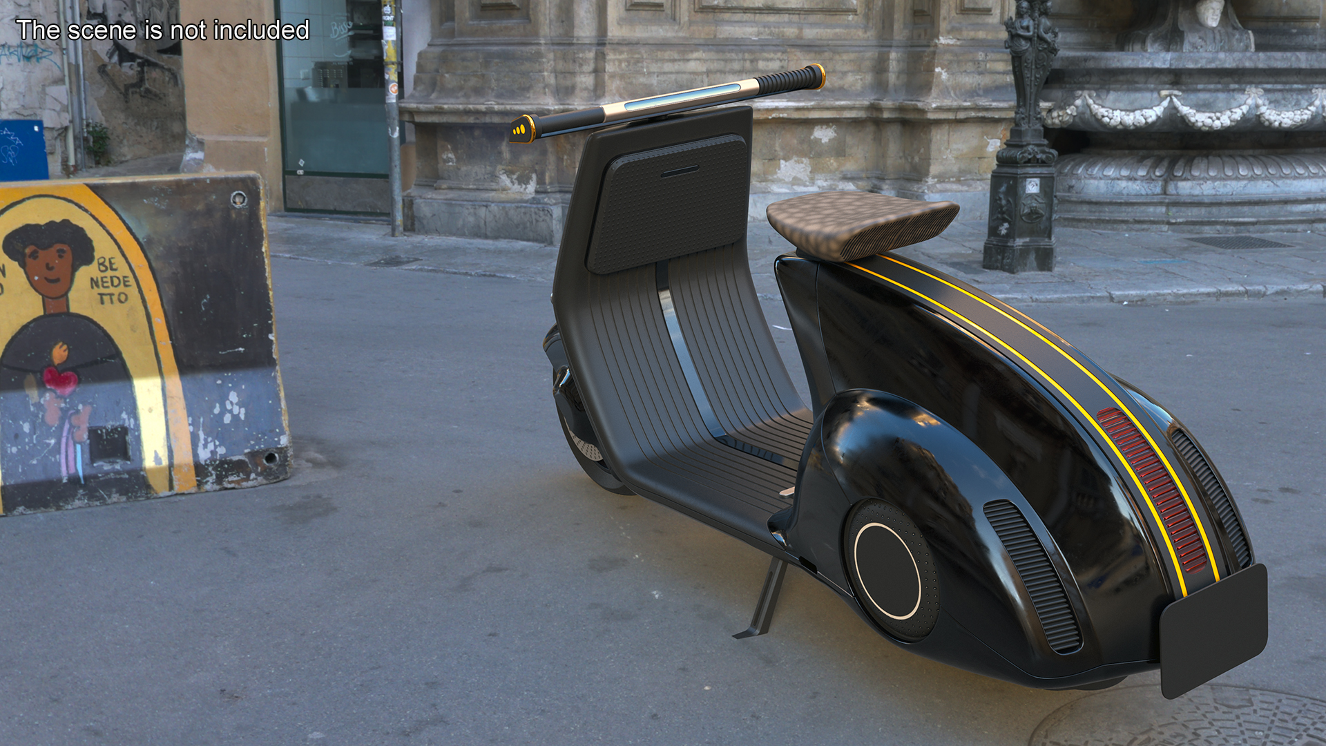 3D Designer Electric Scooter Black Parked model