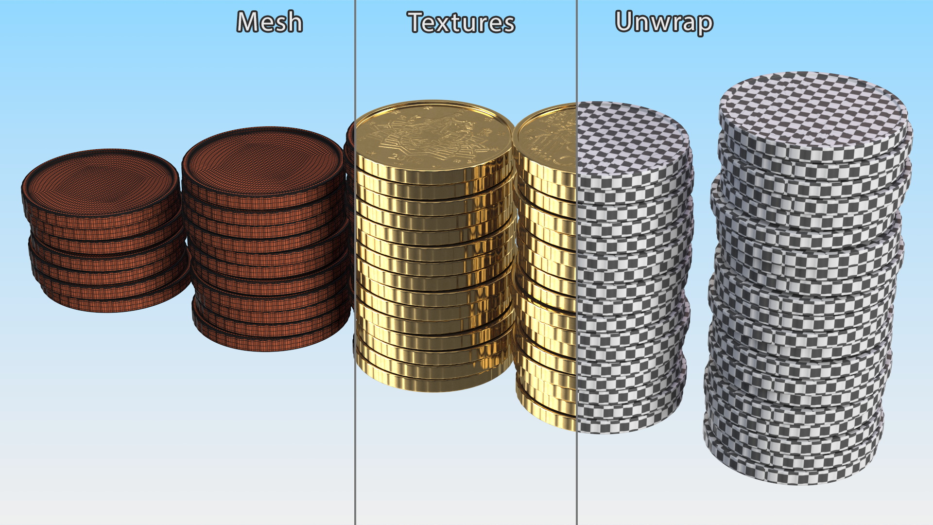 Stacked Coins Set 3D