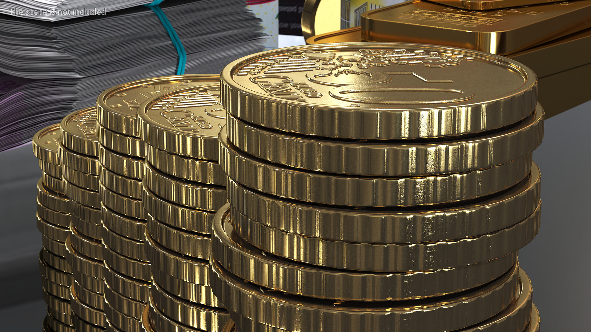 Stacked Coins Set 3D