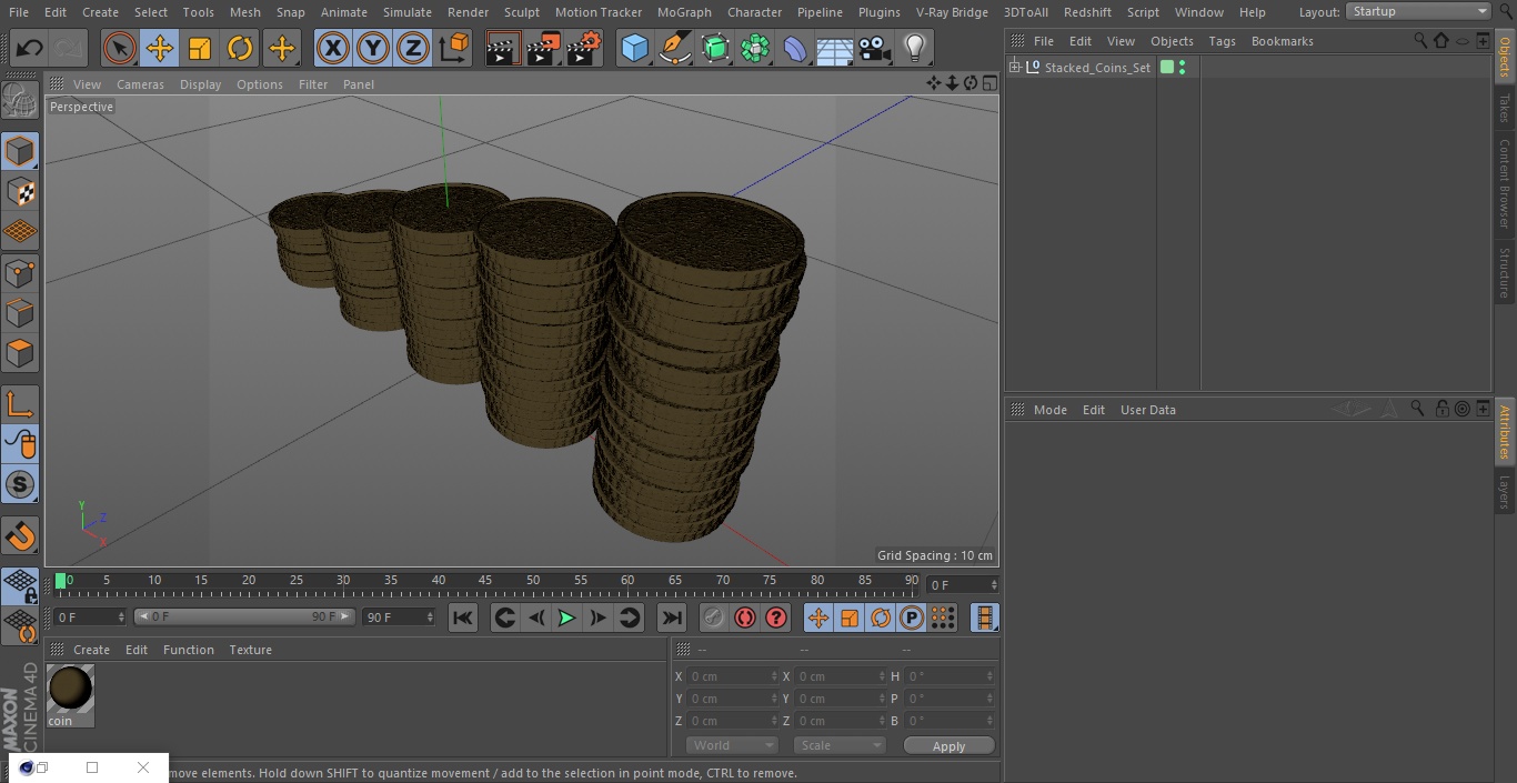 Stacked Coins Set 3D