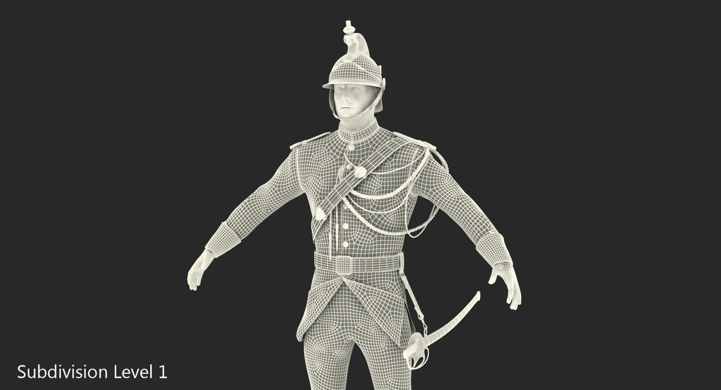 3D model French Republican Guard in Traditional Uniform with Fur