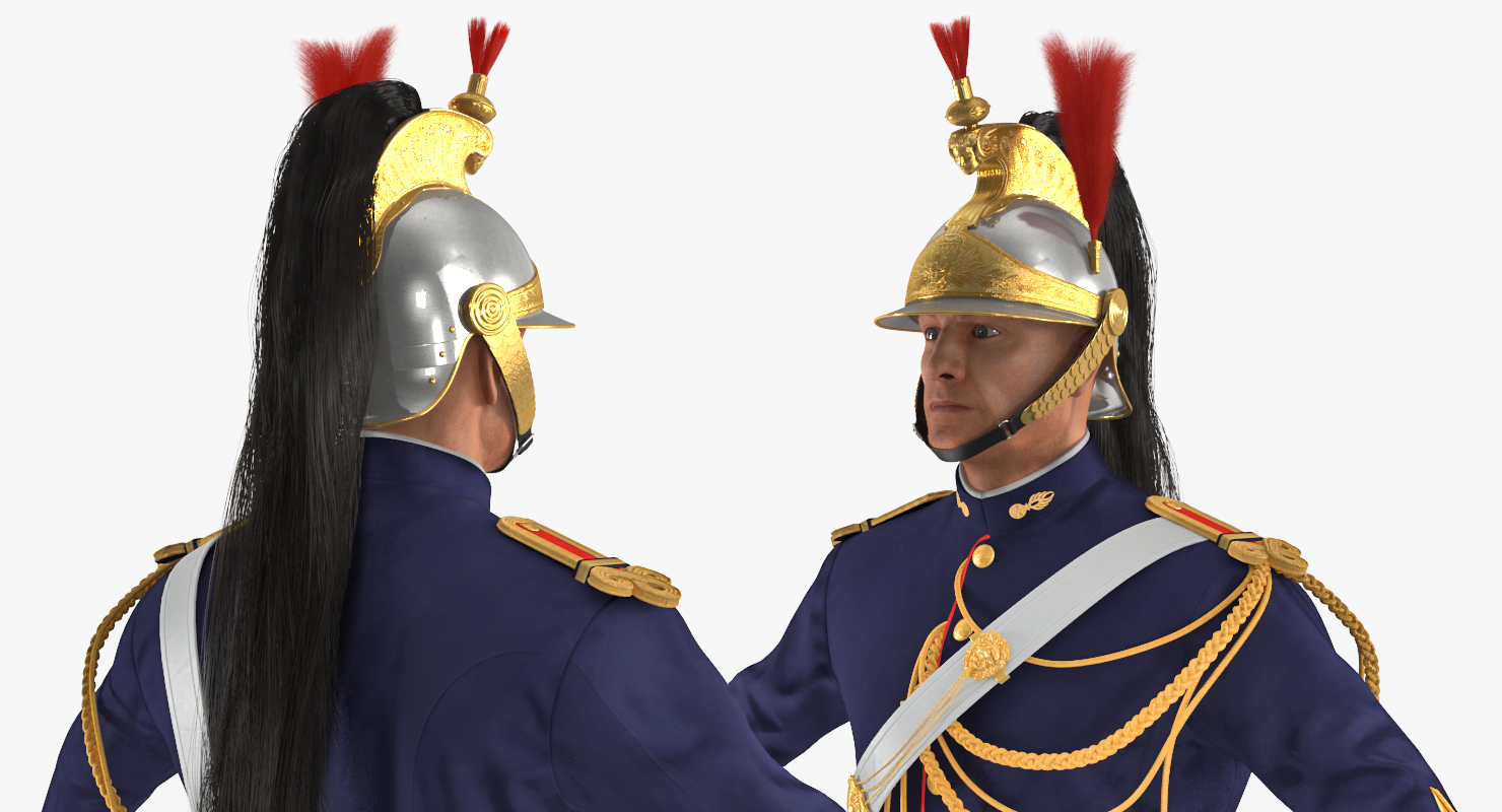 3D model French Republican Guard in Traditional Uniform with Fur