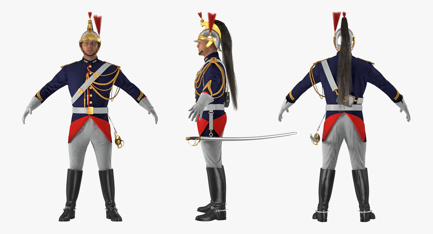 3D model French Republican Guard in Traditional Uniform with Fur