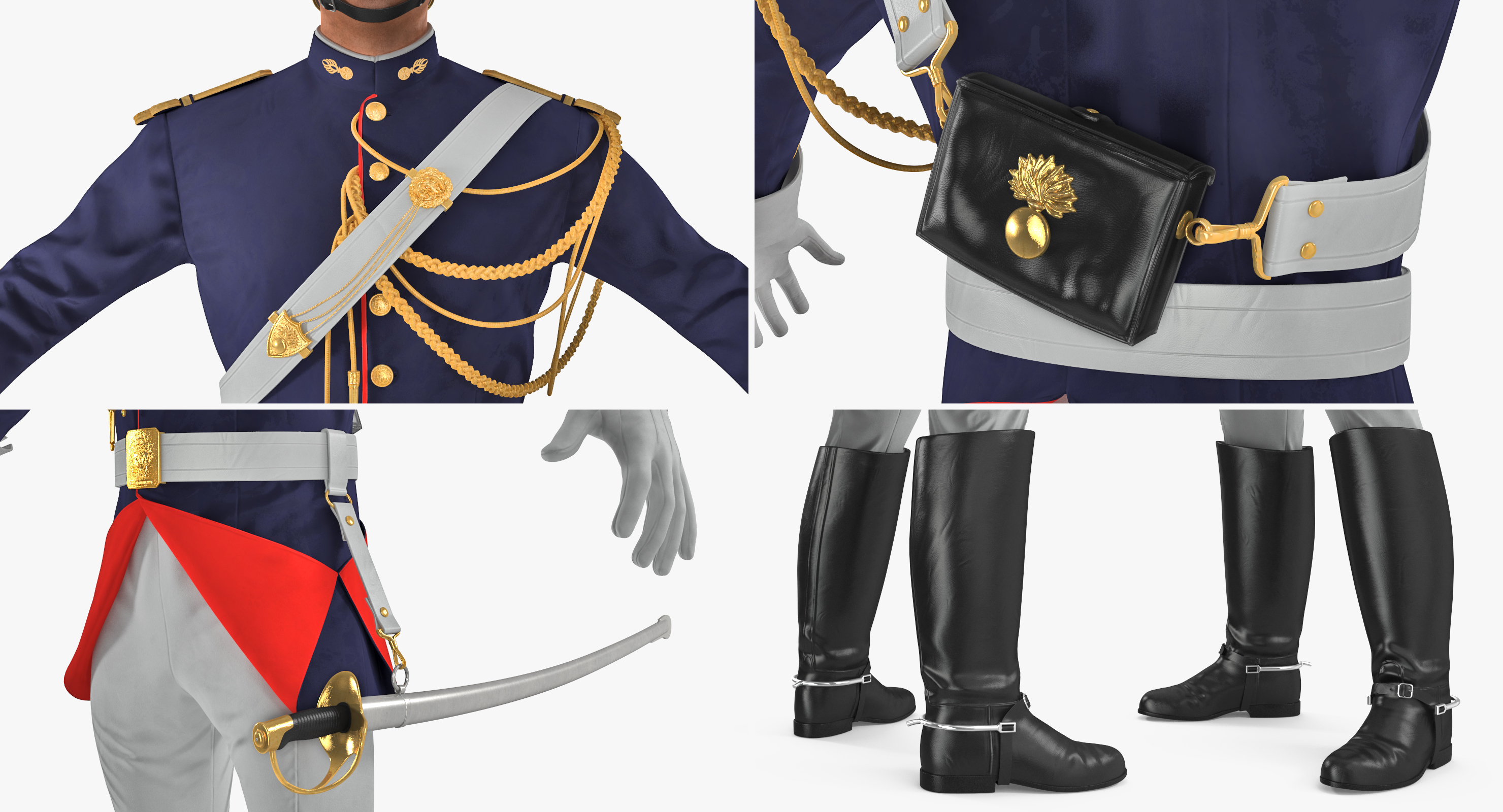 3D model French Republican Guard in Traditional Uniform with Fur