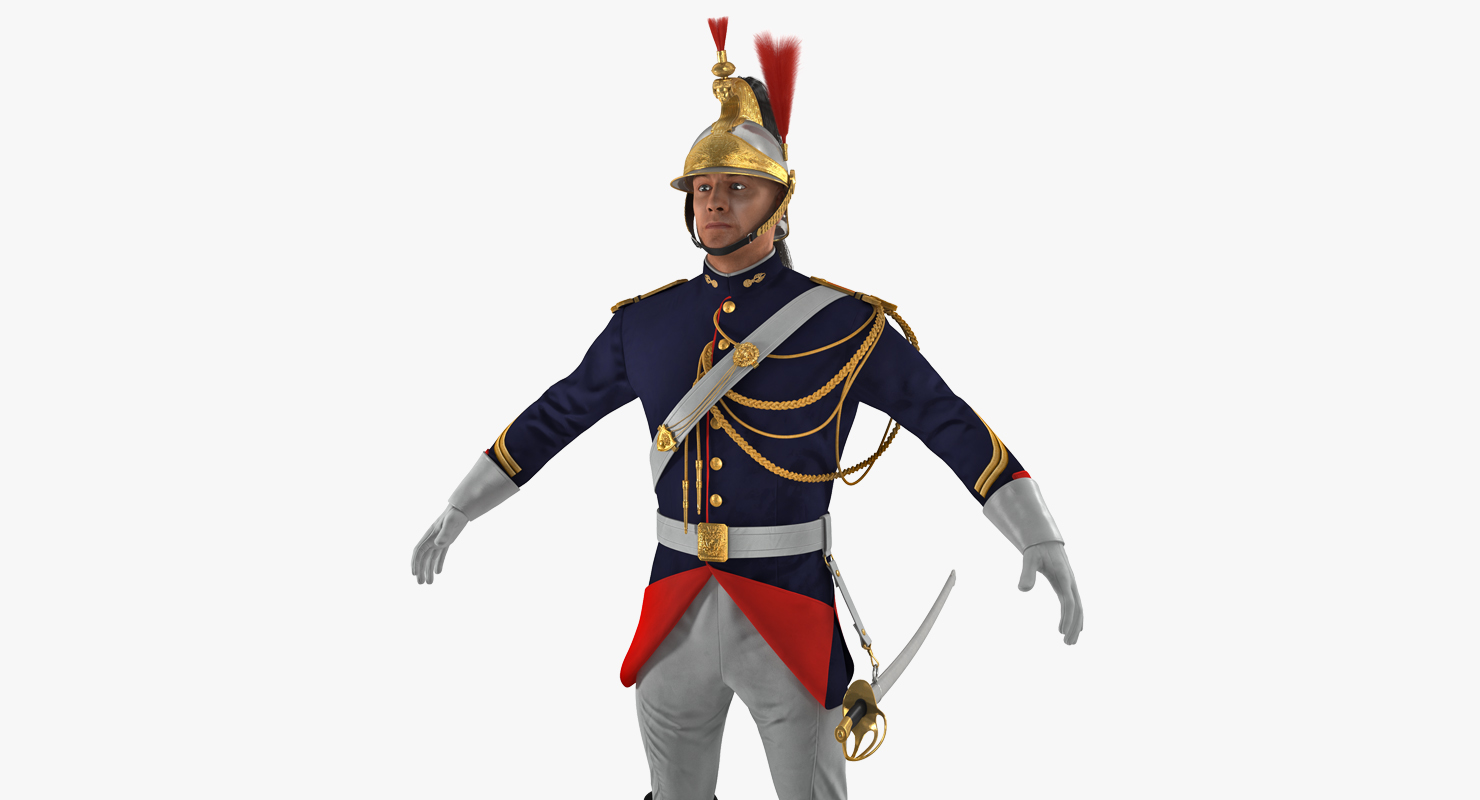 3D model French Republican Guard in Traditional Uniform with Fur