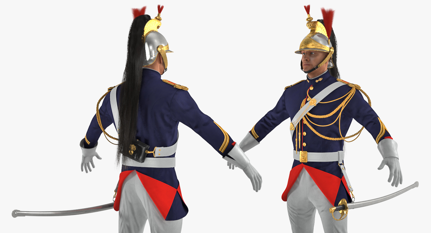 3D model French Republican Guard in Traditional Uniform with Fur