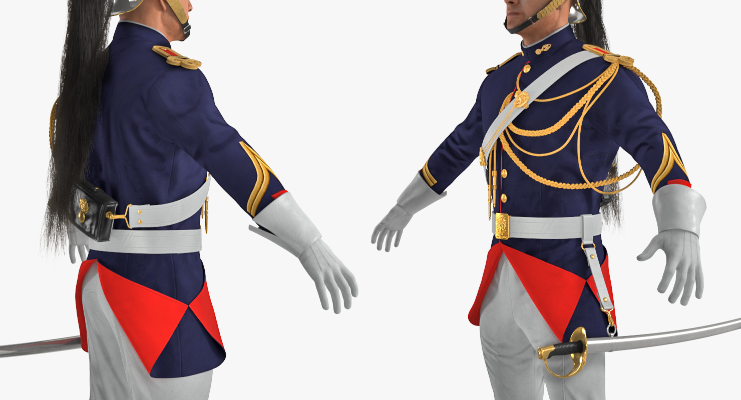 3D model French Republican Guard in Traditional Uniform with Fur