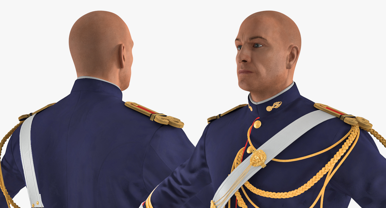 3D model French Republican Guard in Traditional Uniform with Fur