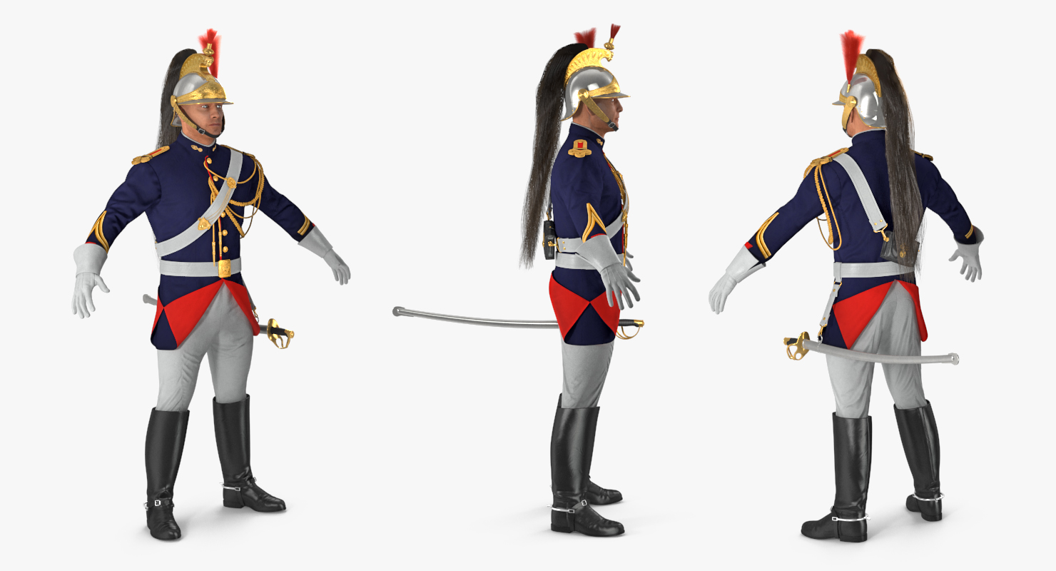 3D model French Republican Guard in Traditional Uniform with Fur