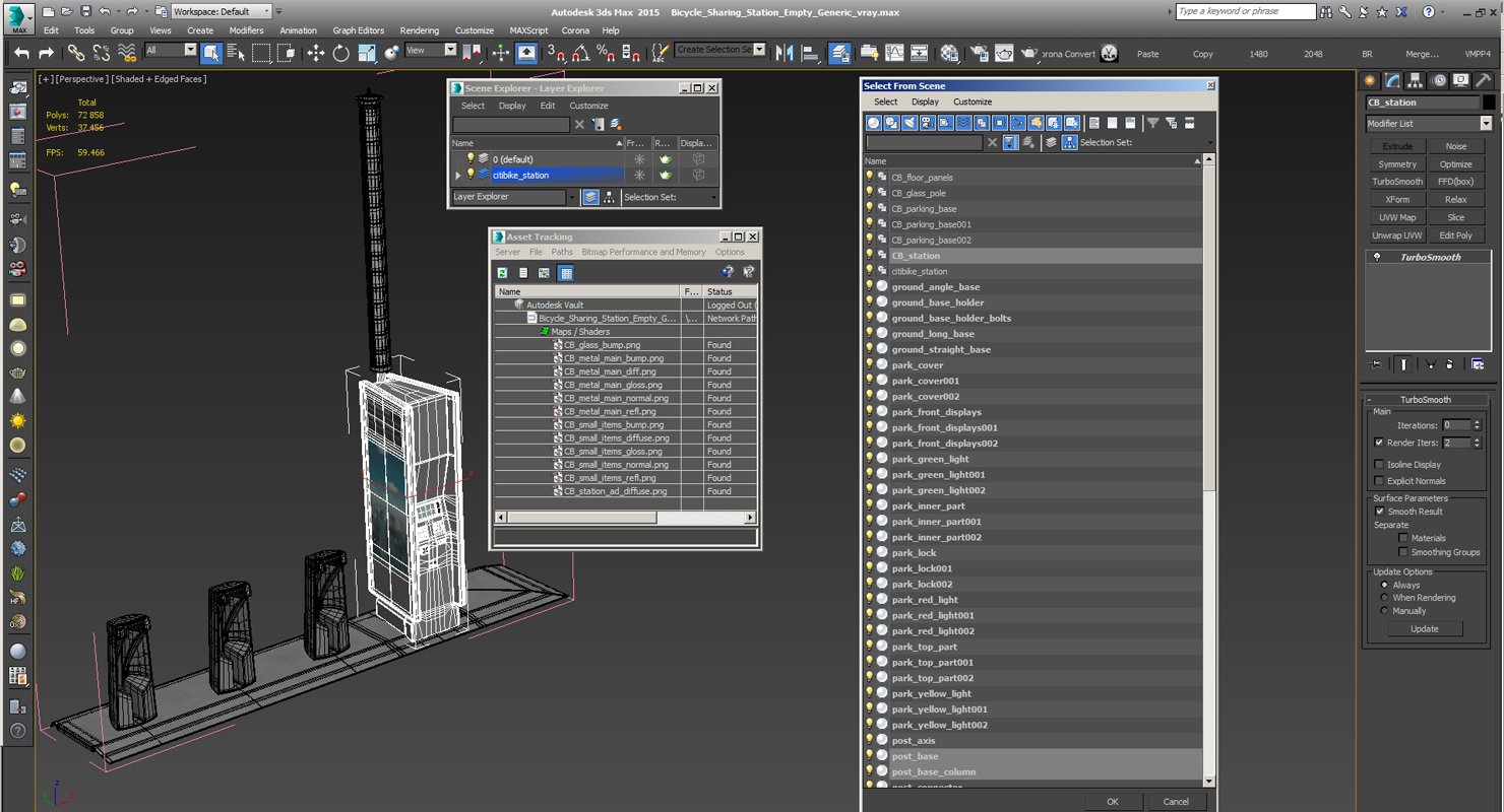 Bicycle Sharing Station Empty Generic 3D