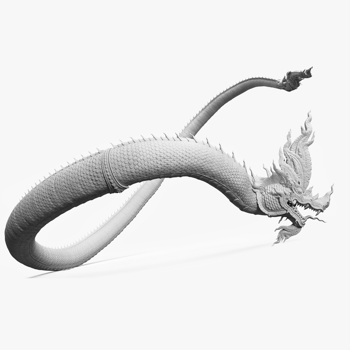 3D Serpent Dragon White Rigged for Maya