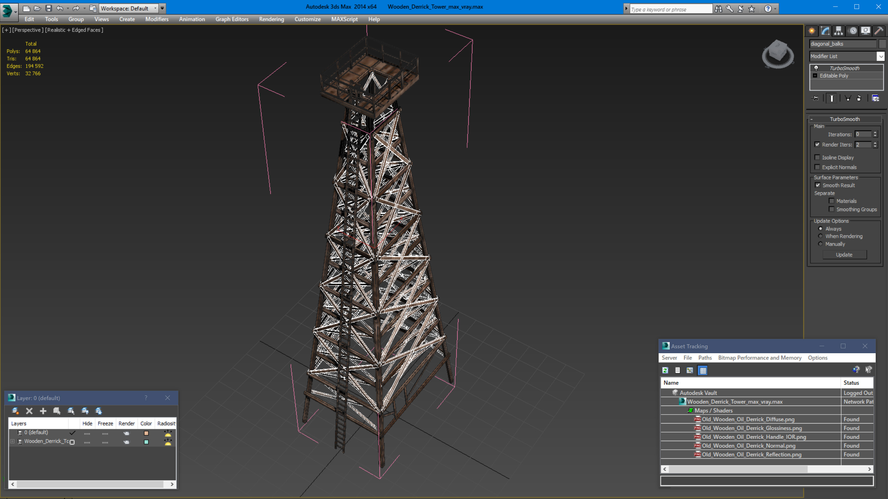 3D model Wooden Derrick Tower