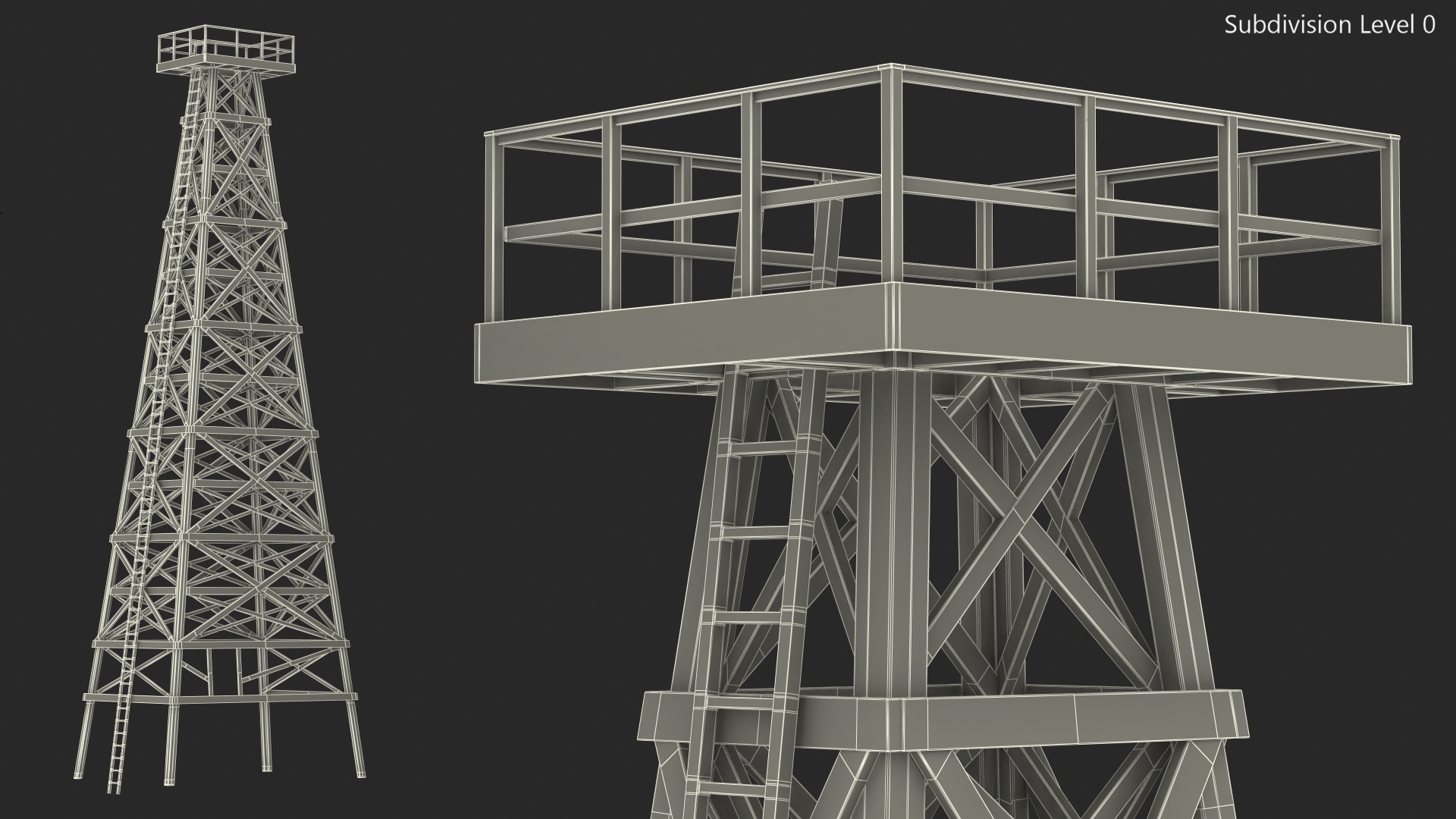 3D model Wooden Derrick Tower