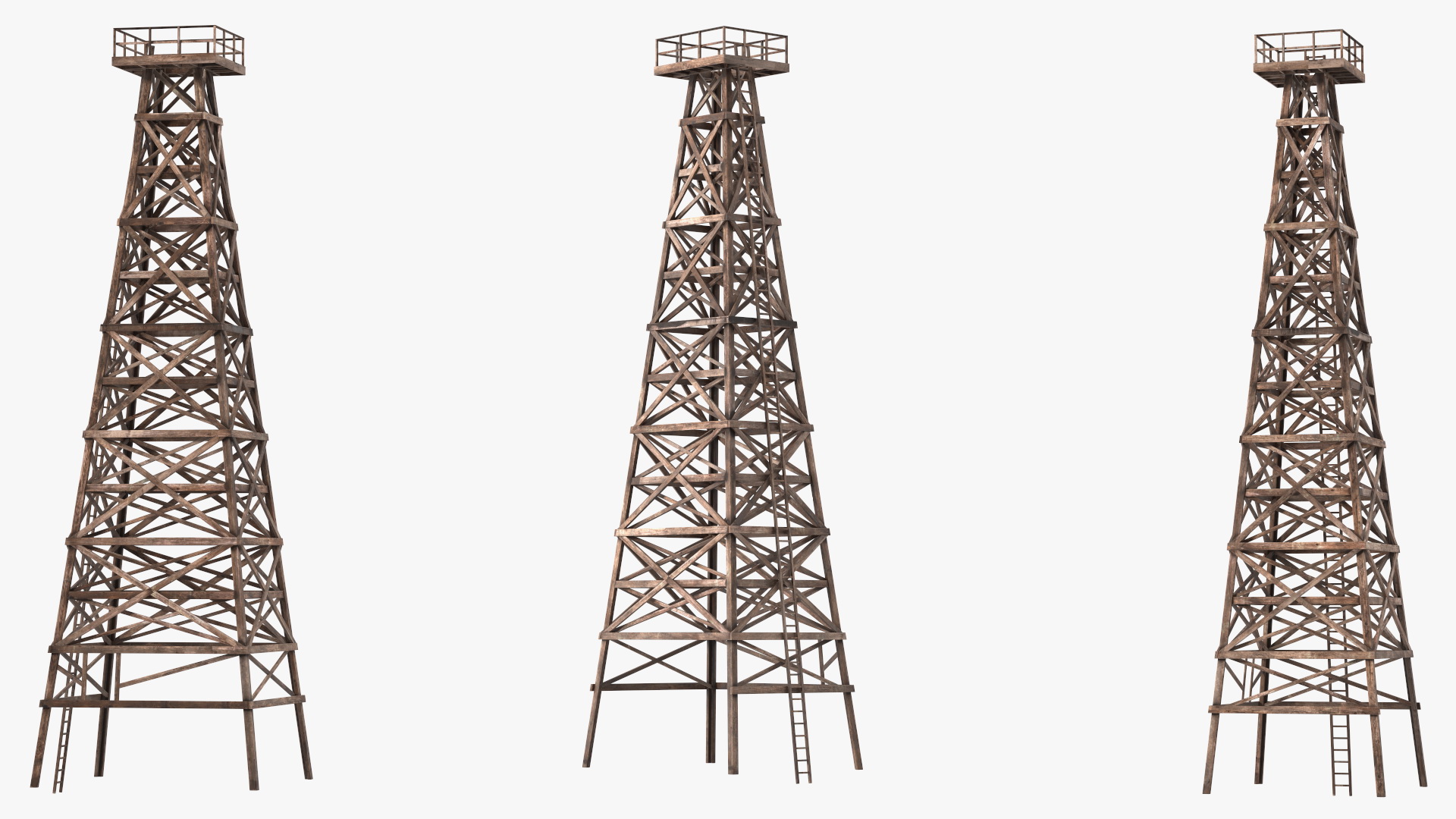 3D model Wooden Derrick Tower